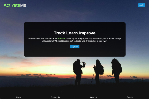 Screen shot of Activate Me website.